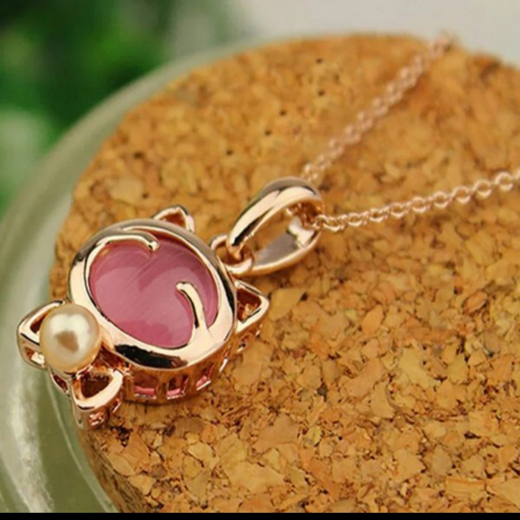 Lucky Cat Bohemian Statement Necklace Cat Eye Ston